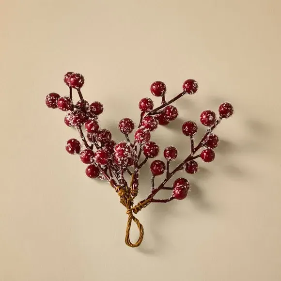 Artificial Berry Pick with Frosted Detail - Red