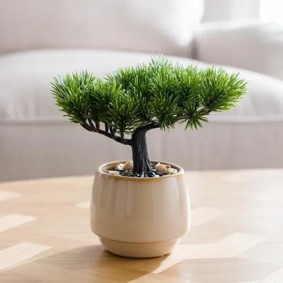 Artificial Bonsai Tree - Cream, Ceramic Pot
