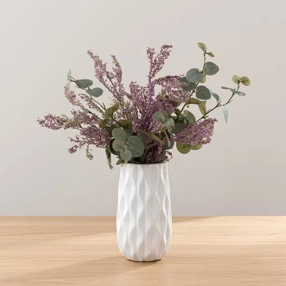 Artificial Bouquet & Candle Gift Set - Purple