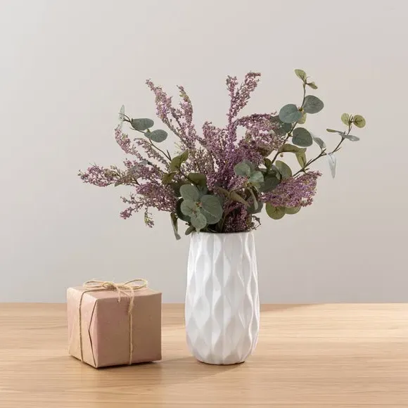 Artificial Bouquet & Candle Gift Set - Purple