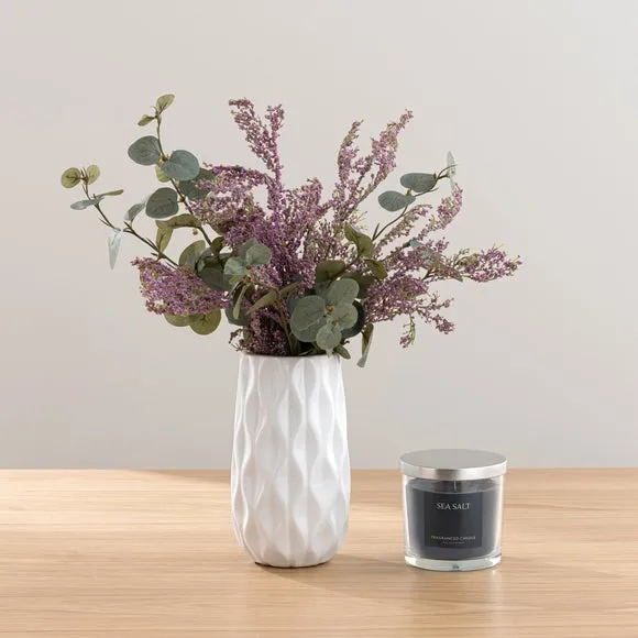 Artificial Bouquet & Candle Gift Set - Purple image