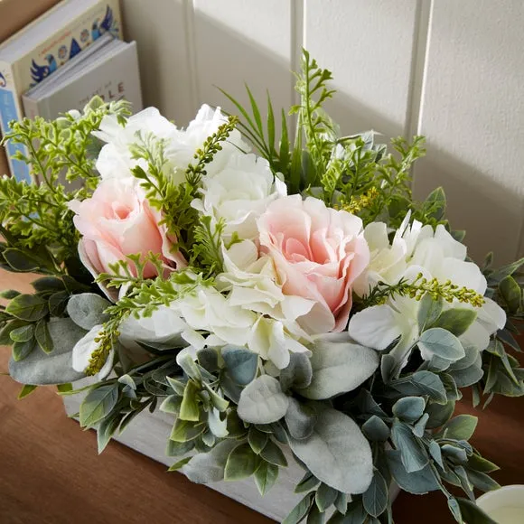 Artificial Bouquet in Plant Pot - Grey, Wood
