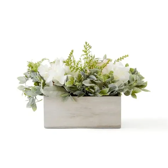 Artificial Bouquet in Plant Pot - Grey, Wood