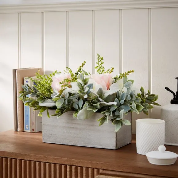 Artificial Bouquet in Plant Pot - Grey, Wood image