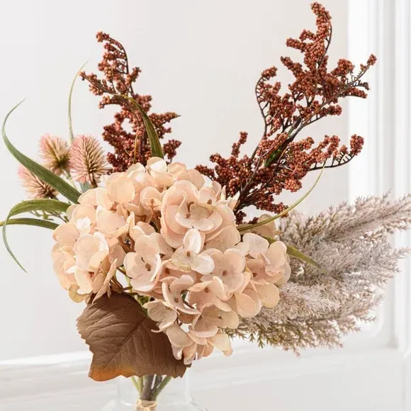 Artificial Bouquet with Vase - Cream, Glass