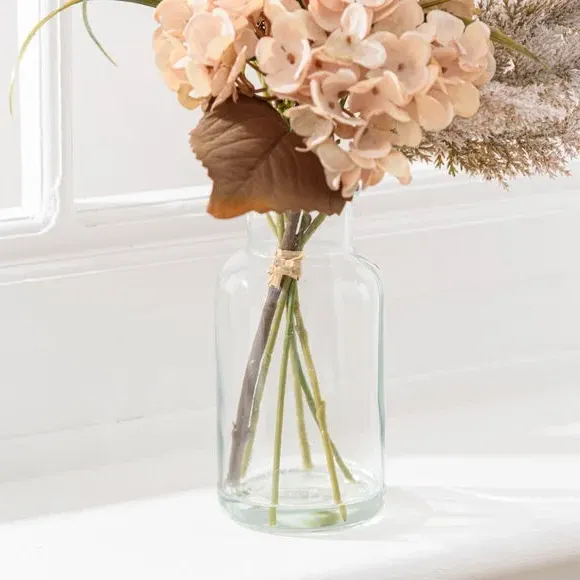 Artificial Bouquet with Vase - Cream, Glass