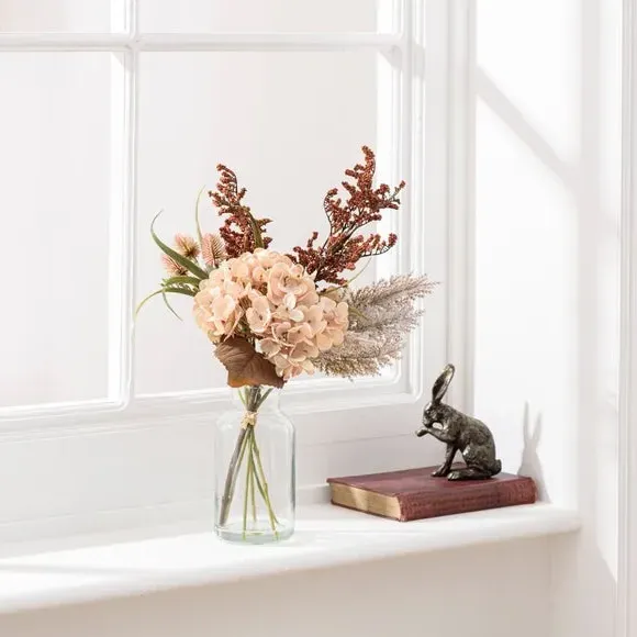 Artificial Bouquet with Vase - Cream, Glass image
