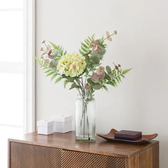 Artificial Bouquet with Vase - Green, Glass image