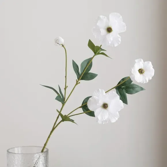 Artificial Butterfly Ranunculus Stem - White