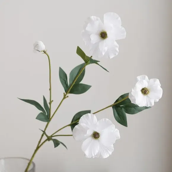 Artificial Butterfly Ranunculus Stem - White