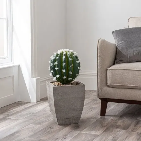 Artificial Cactus Plant - Green, Wood Pot image