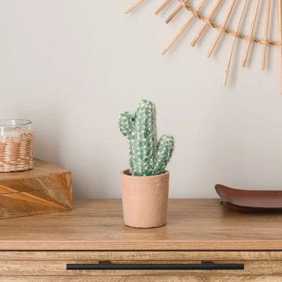 Artificial Cereus Cactus - Green, Terracotta Pot image