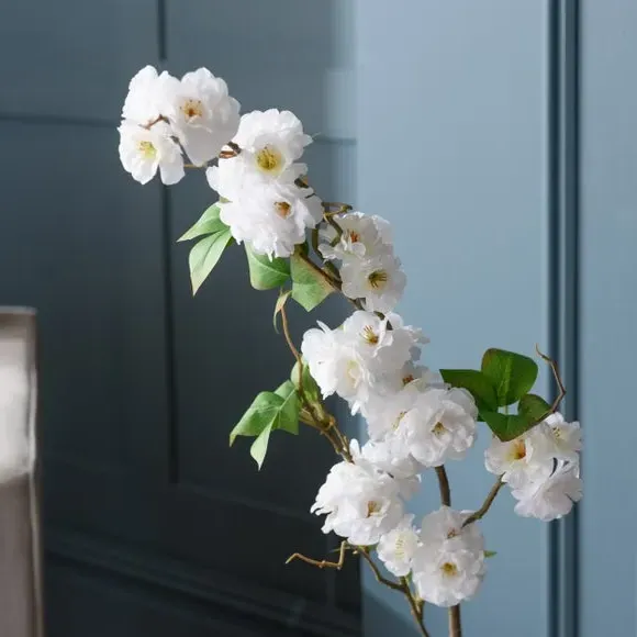 Artificial Cherry Blossom Stem - White
