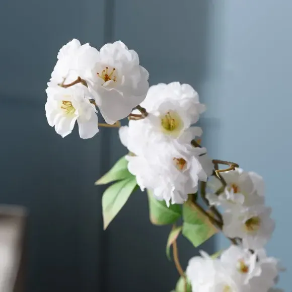 Artificial Cherry Blossom Stem - White