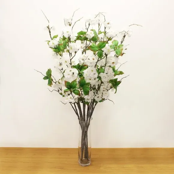 Artificial Cherry Blossom Stem - White