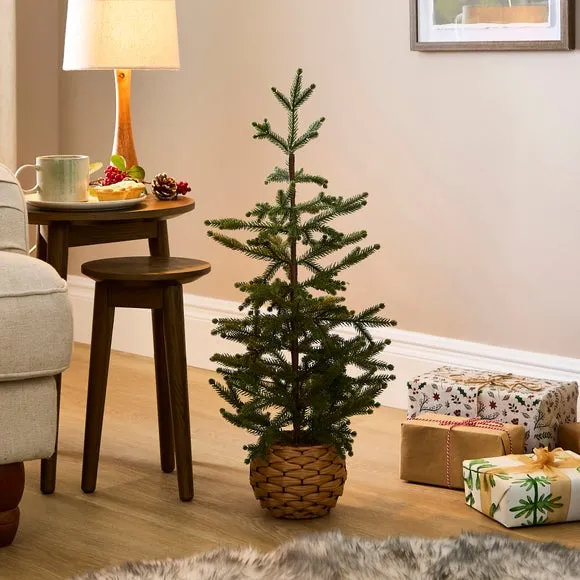 Artificial Christmas Tree - Green, Rattan Pot image