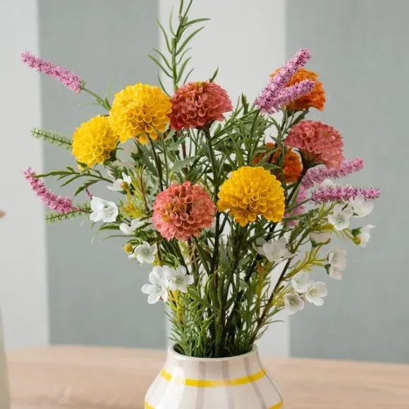 Artificial Chrysanthemum Arrangement - Yellow, Ceramic
