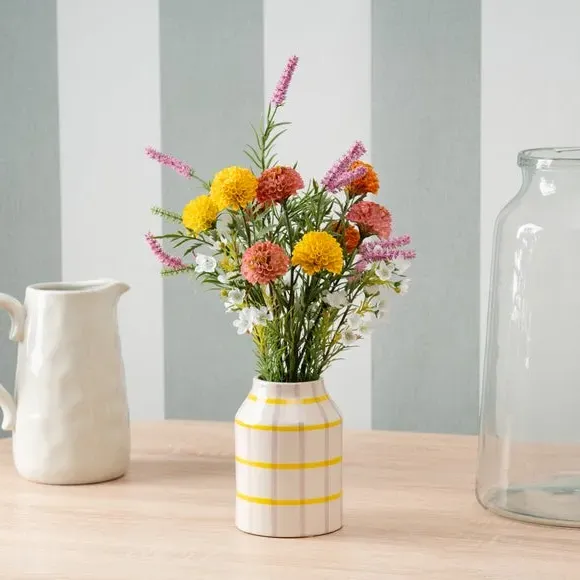 Artificial Chrysanthemum Arrangement - Yellow, Ceramic image