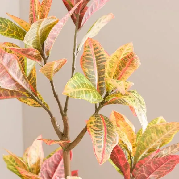 Artificial Croton Tree - Red, Terracotta Pot