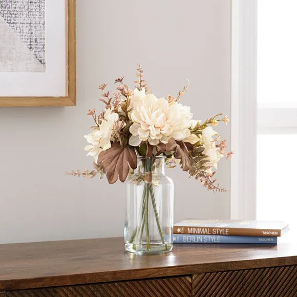 Artificial Dahlia Bouquet in Vase - Cream image