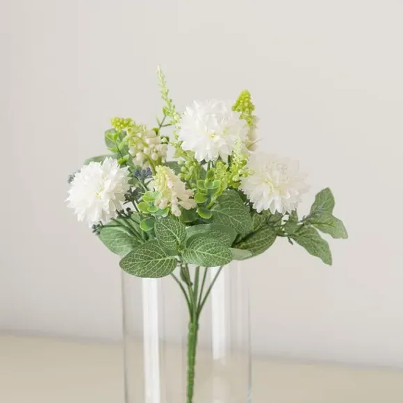Artificial Dahlia Bundle - White, Plastic