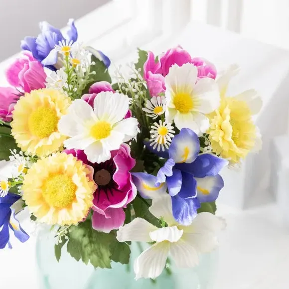 Artificial Daisy and Iris Bouquet - Multicolor