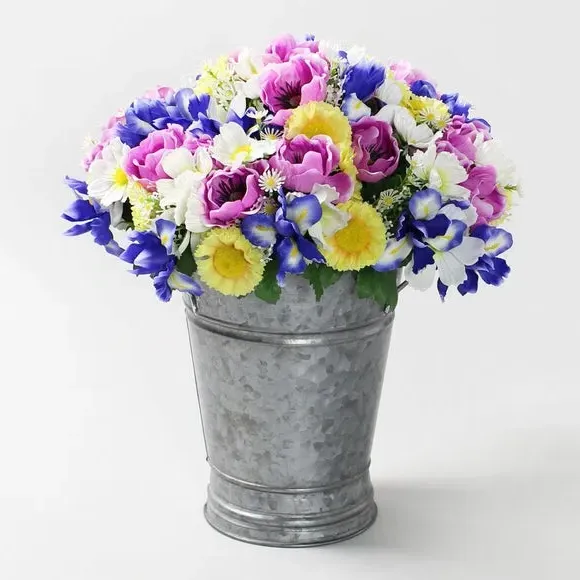 Artificial Daisy and Iris Bouquet - Multicolor
