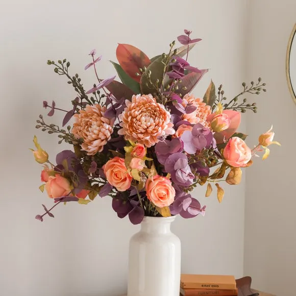 Artificial Dried Rose Bouquet - Orange