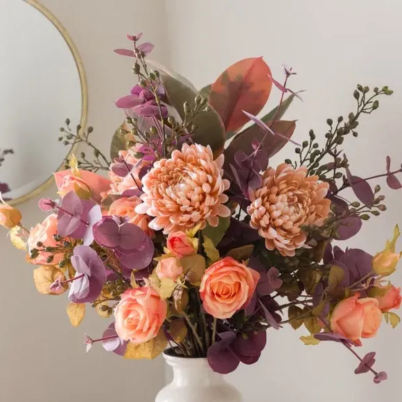 Artificial Dried Rose Bouquet - Orange