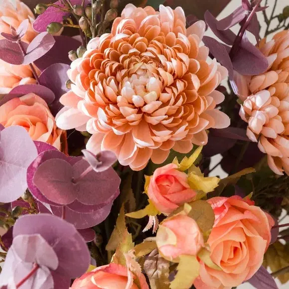 Artificial Dried Rose Bouquet - Orange