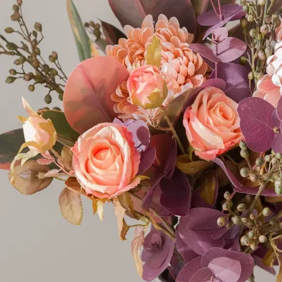 Artificial Dried Rose Bouquet - Orange