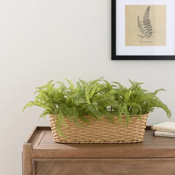 Artificial Fern Plant in Basket - Green image