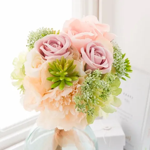 Artificial Flower Bouquet - Off-White, Mixed