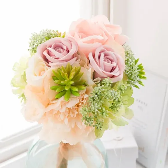 Artificial Flower Bouquet - Off-White, Mixed