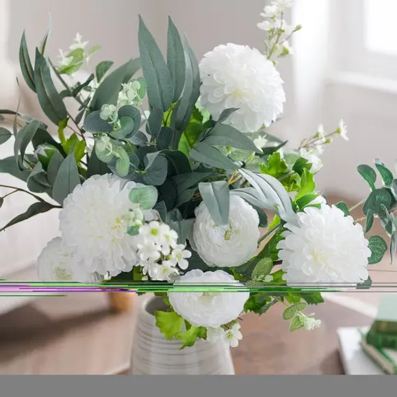 Artificial Flower Bouquet - White, Mixed Blooms