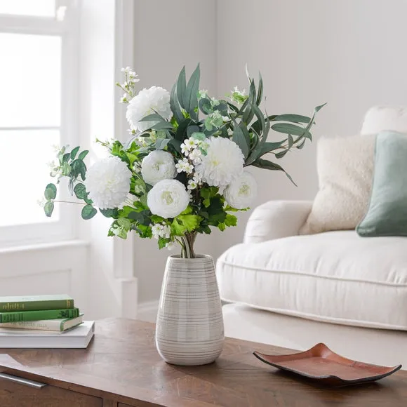 Artificial Flower Bouquet - White, Mixed Blooms image