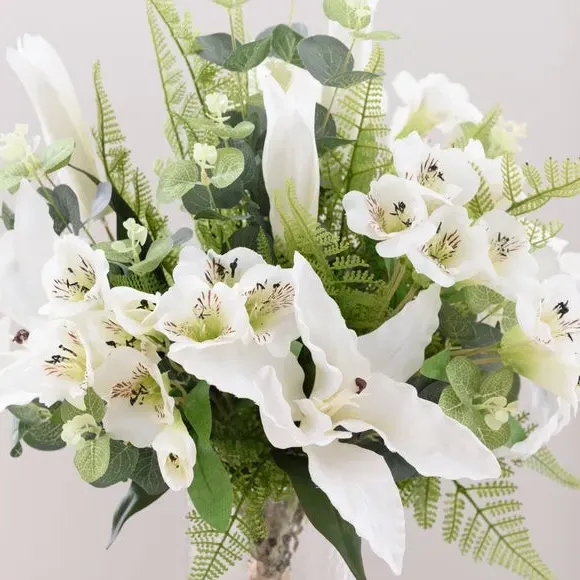 Artificial Flower Bouquet - White, Mixed Florals