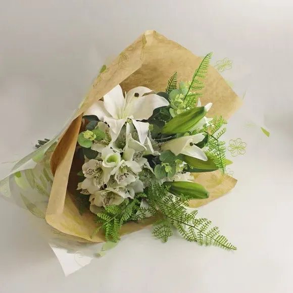 Artificial Flower Bouquet - White, Mixed Florals