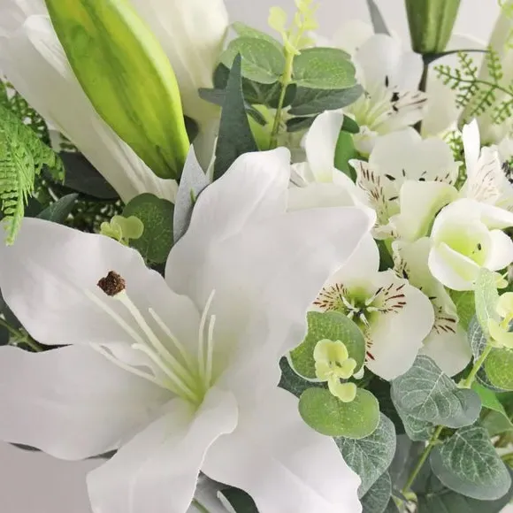 Artificial Flower Bouquet - White, Mixed Florals
