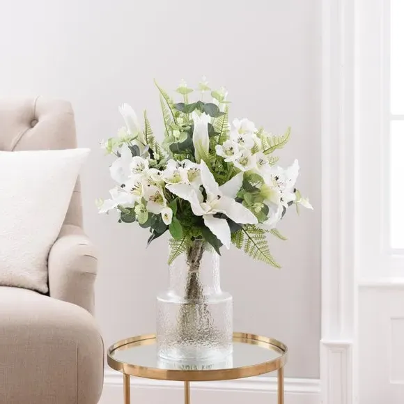 Artificial Flower Bouquet - White, Mixed Florals image