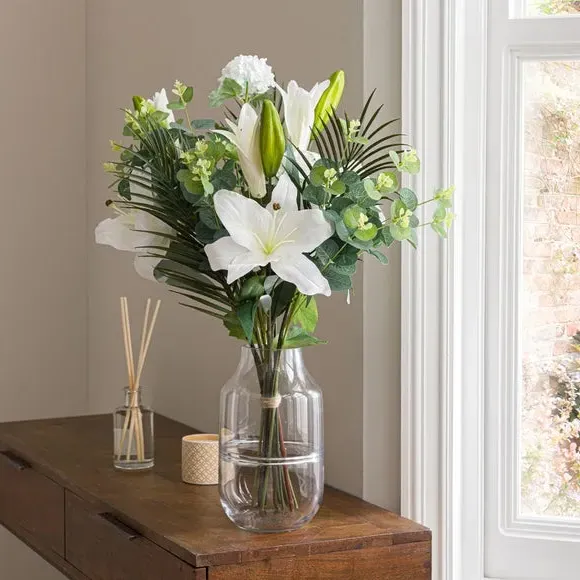Artificial Flower Bouquet - White, Mixed Florals image