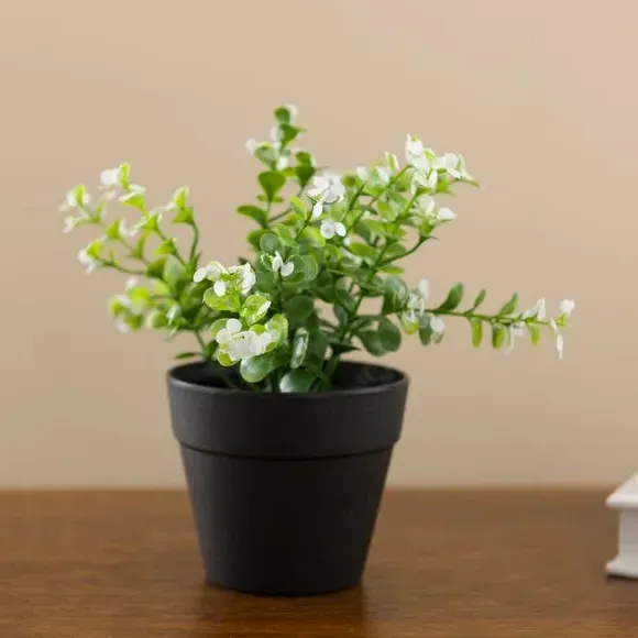 Artificial Foliage Plant - Green, Plastic Pot