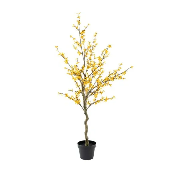 Artificial Forsythia Tree - Yellow, Plastic Pot