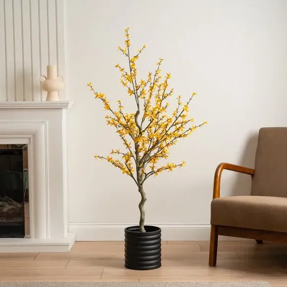 Artificial Forsythia Tree - Yellow, Plastic Pot image