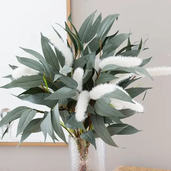 Artificial Foxtail Bouquet - Green, Mixed Foliage