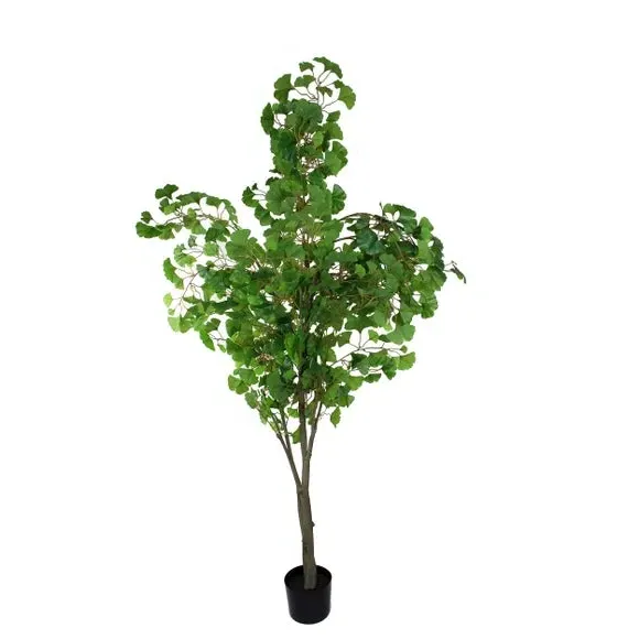 Artificial Ginkgo Tree - Green, Black Pot