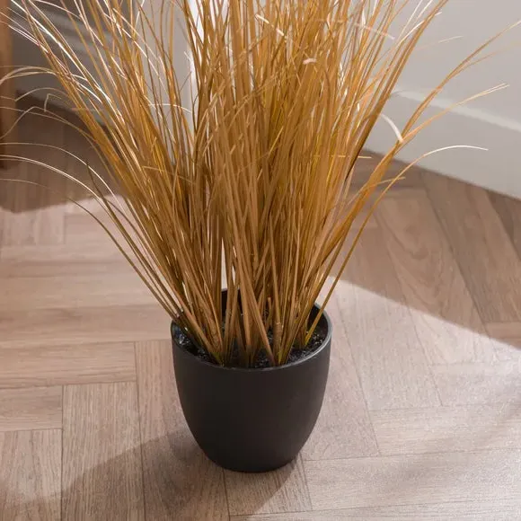 Artificial Grass Plant - Gold, Plastic Pot