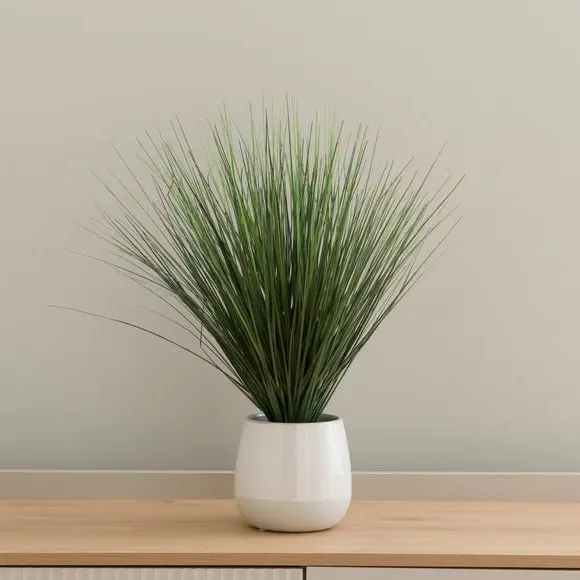 Artificial Grass Plant - Green, Ceramic Pot