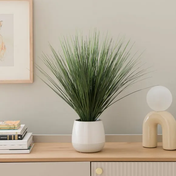 Artificial Grass Plant - Green, Ceramic Pot image