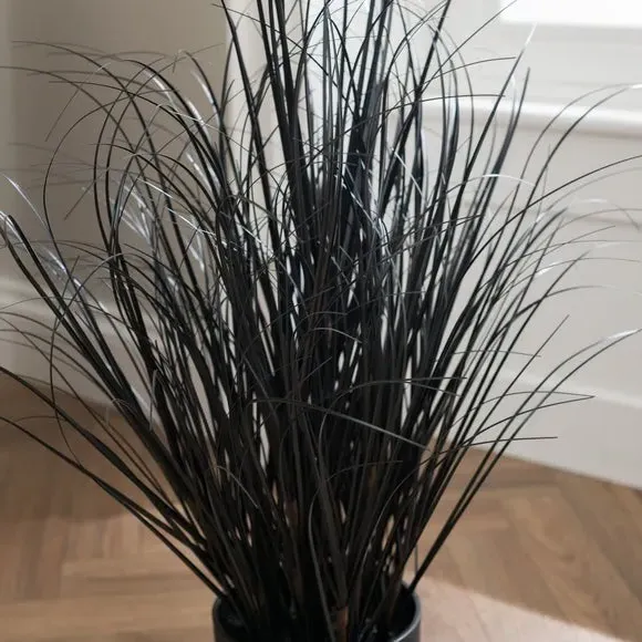 Artificial Grass Plant with Pot - Black, Plastic